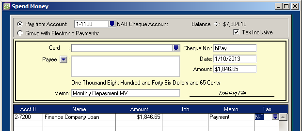 Monthly payment component